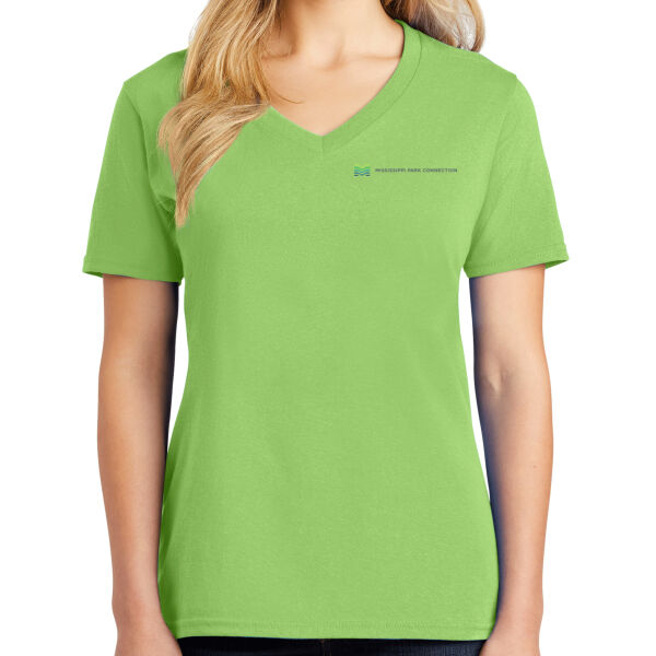 Port & Co Women's Core Cotton V-Neck Tee - Printed Logo Thumbnail